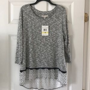 Carolyn Taylor high/low layered look sweater. Ned